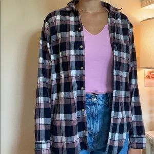 Navy and Pink Plaid Abercrombie & Fitch Flannel